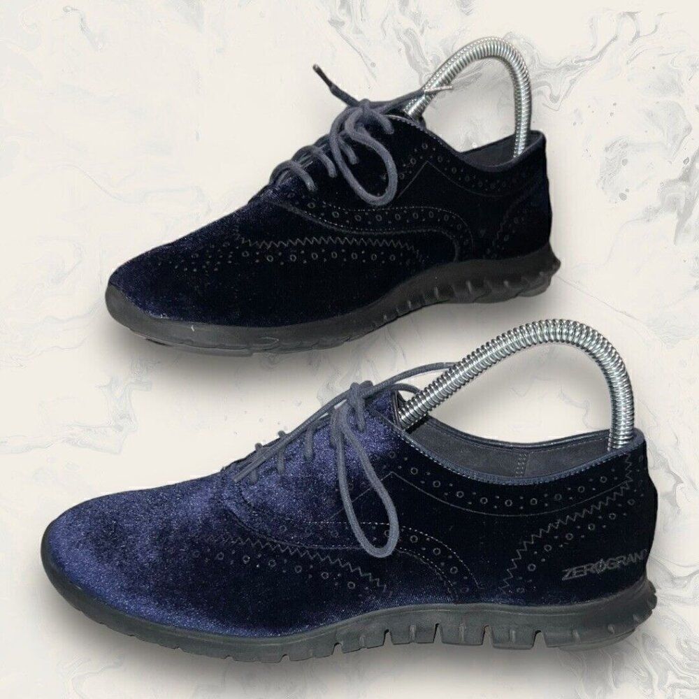 Cole Haan Zerogrand Blue Velvet Wingtip Oxford Laceup Comfort Shoes Women’s 7B